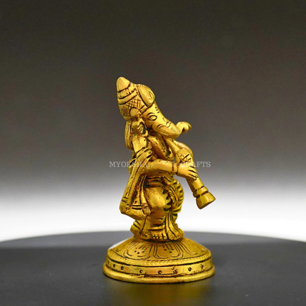 Ganesha Playing Shehnai Brass Idol - Invoking Prosperity and Harmony in Your Home