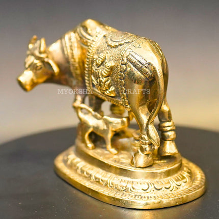 Brass Kamadenu with Calf Idol