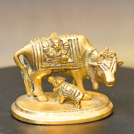 Brass Kamadenu with Calf Idol