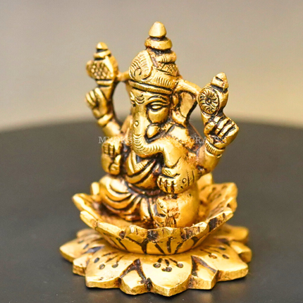 Brass Lotus Ganesha Idol