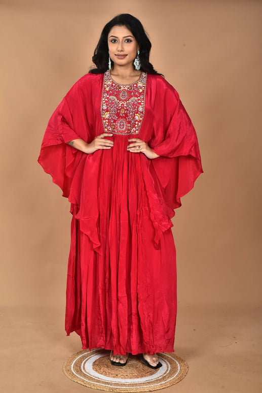 Morchari Kaftan Zari Embroidery Work Gown-Rani