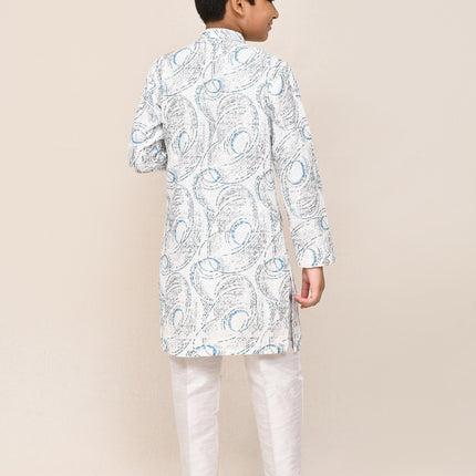 Joban Fashion Cotton Based Full Embroidered Work White Kurta With Straight Fit Pant