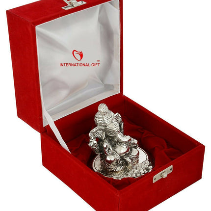 International Gift Silver Plated Pagdi Ganesh God Idol
