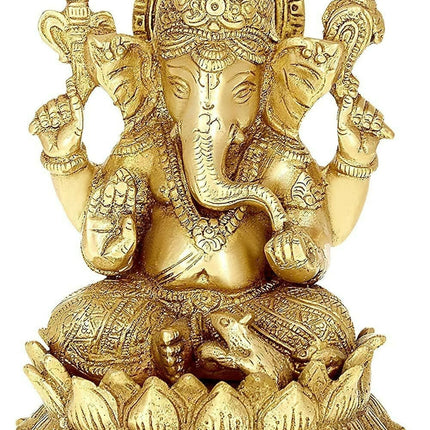 Umi Brass Lord Ganesha Sitting On Lotus