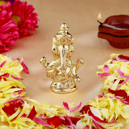 Estele Gold-Polished Spiritual Lord Ganesha Idol for Gifts & HouseWarming/Home/Office Decors