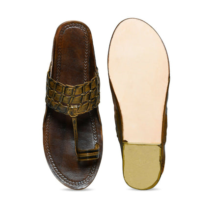 Stepsoft Men’S Brown Kolhapuri Slippers – Traditional Leather Party Footwear