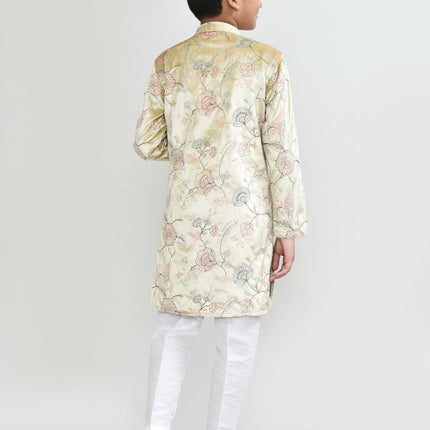 Joban Fashion Velvet Golden Kurta With Straight Fit Pant