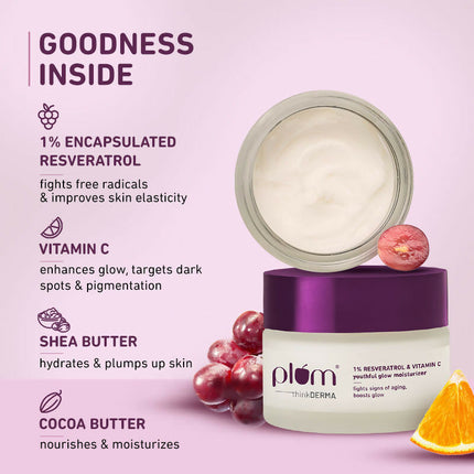 Plum 1% Resveratrol & Vitamin C Anti-Aging Moisturizer For Glowing Skin