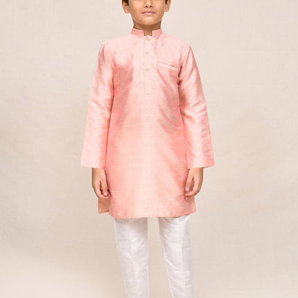 Joban Fashion Silk Peach Kurta With Straight Fit Pant
