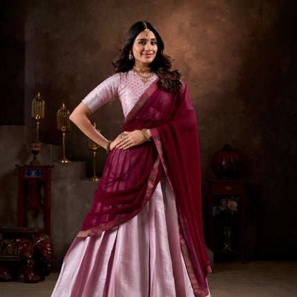 Lorenvalley Purple Jacquard Silk weaving work Lehenga Choli with Dupatta