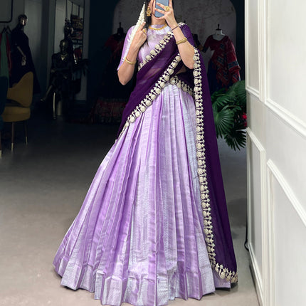 Lorenvalley Lavender Jacquard Silk weaving work Lehenga Choli with Dupatta