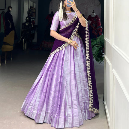 Lorenvalley Lavender Jacquard Silk weaving work Lehenga Choli with Dupatta
