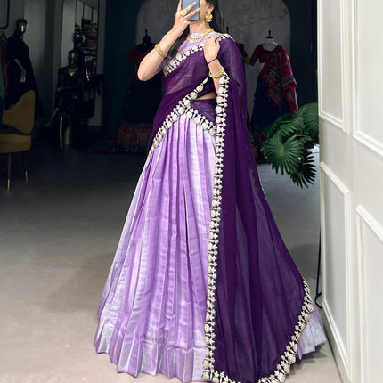 Lorenvalley Lavender Jacquard Silk weaving work Lehenga Choli with Dupatta