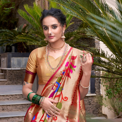 Lorenvalley Chiku Jacquard Silk Paithani Zari Weaving Work Lehenga Choli with Dupatta