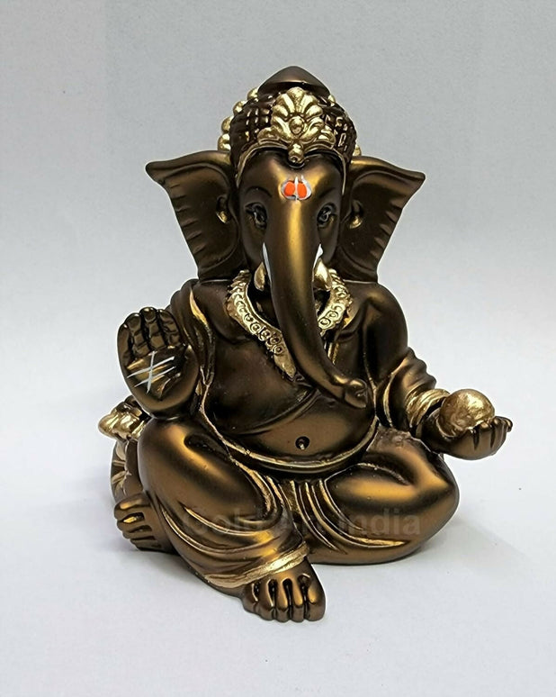 Gold Art India Gaddi Ganesh Idol For Car Dashboard