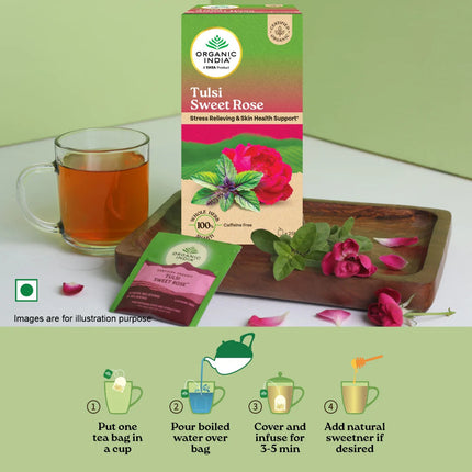 Organic India Tulsi Sweet Rose 25 Tea Bags