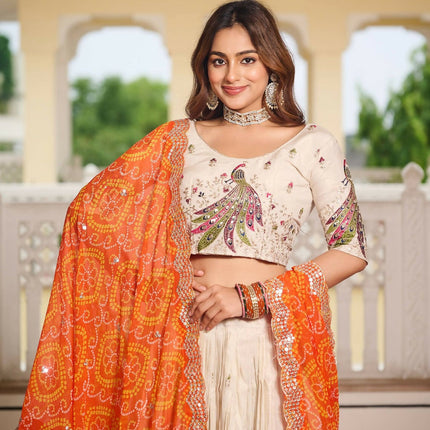 Aastha Fashion Off White Pure Tissue silk Designer Lehenga Choli Collection
