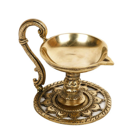 CraftVatika Gold-Toned Handmade Oil Lamp Showpiece