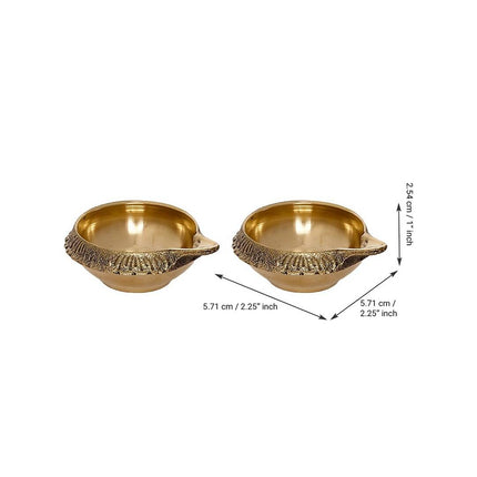 eCraftIndia Set of 2 Gold-Toned Auspicious Handcrafted Brass Diya