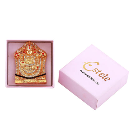 Estele Gold-Polished Lord Tirupati Balaji Idol Showpiece for Pooja Mandir/ Home Decorative