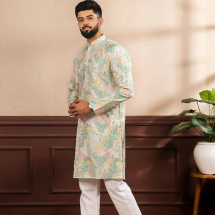 Multy Art Silk Digital Printed, Embroidery Work Kurta Set - Mahotsav