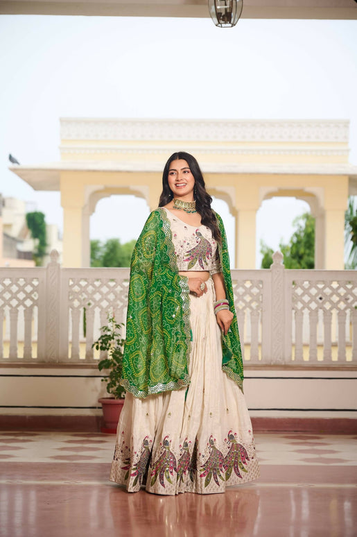 Aastha Fashion Off White Pure Tissue silk Designer Lehenga Choli Collection