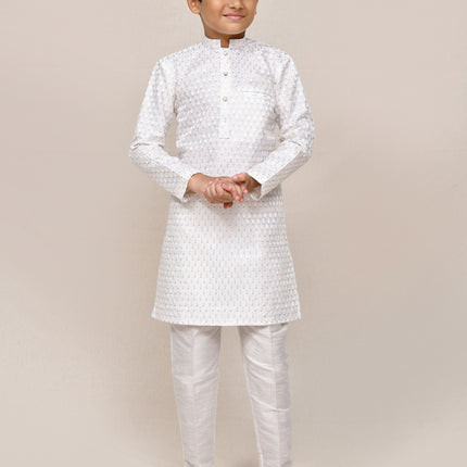 Joban Fashion Art Silk With Thread & Sequence Work White Kurta With Straight Fit Pant