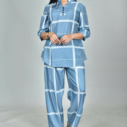 Morchari Digital Print Semi Muslin Co-Ord Set Top & Trouser-Multicolor