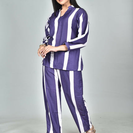 Morchari Digital Print Semi Muslin Co-Ord Set Top & Trouser-Multicolor