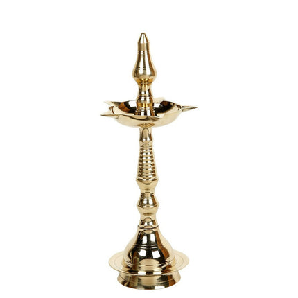 CraftVatika Gold-Toned Brass Kerala Diya Oil Lamp Stand