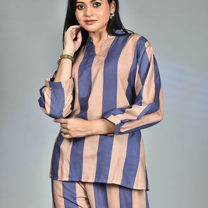 Morchari Digital Print Semi Muslin Co-Ord Set Top & Trouser-Multicolor