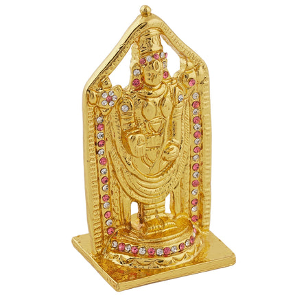 Estele Gold-Polished Lord Tirupati Balaji Idol Showpiece for Pooja Mandir/ Home Decorative