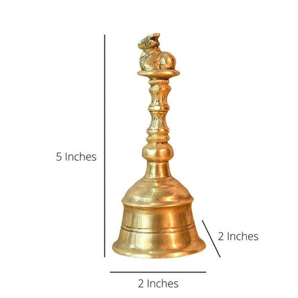 CraftVatika Gold-Toned Brass Hand Held Pooja Bell