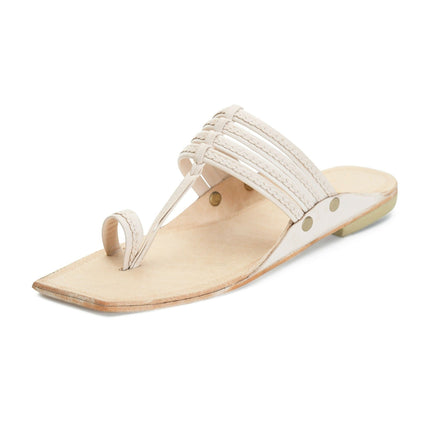 Stepsoft Men'S Off-White Kolhapuri Chappal | Handcrafted Ethnic Leather Wedding Footwear
