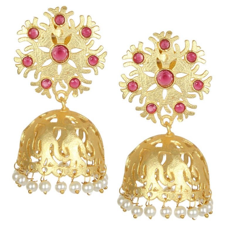 Joban Fashion Women Matte Gold Brass Jhumka