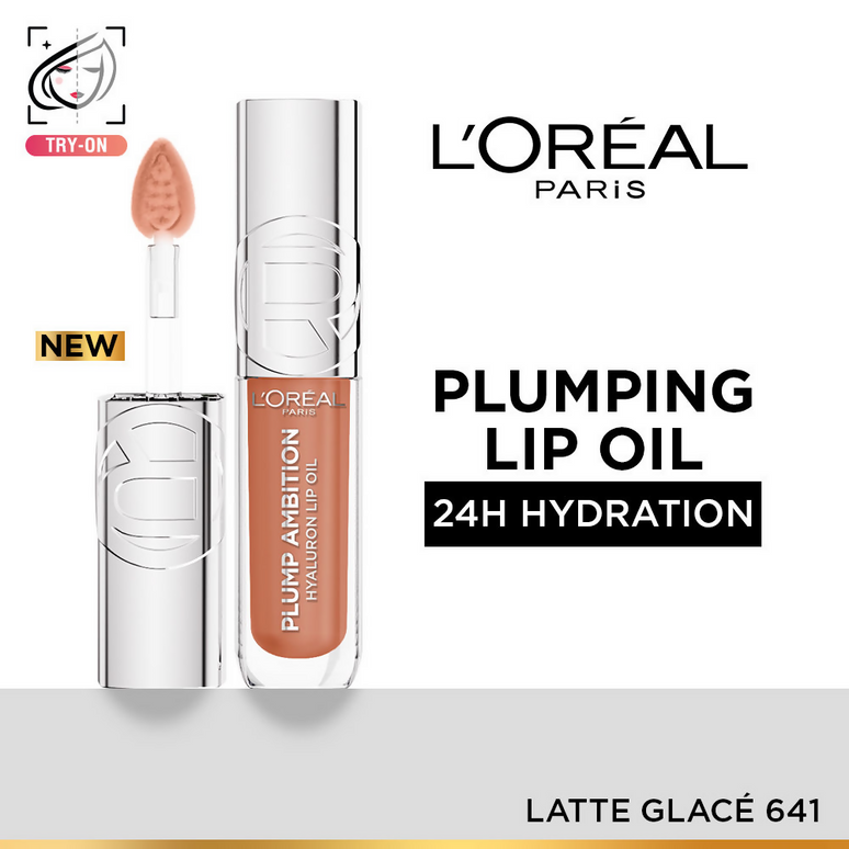 L'Oreal Paris Plump Ambition Hyaluron Lip Oil - 641 Latte Glace