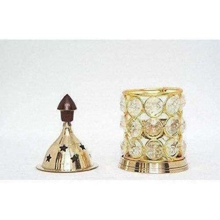 Brass Akhand Diya -Diamond Crystal Deepak - Oil Lamp