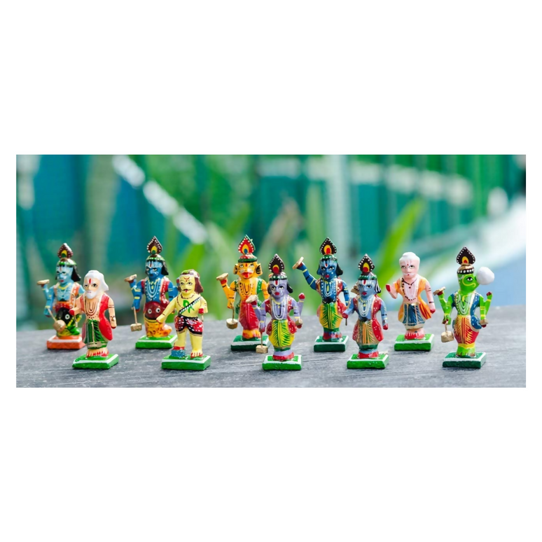 Hast Shilp Wooden Vishnu Dashavataram Golu Navrathri Golu Dolls Set Collectible Handicraft Art