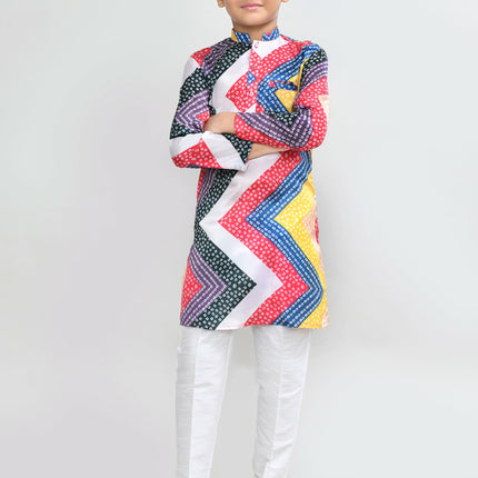 Joban Fashion Satin Silk Multicolor Kurta With Straight Fit Pant