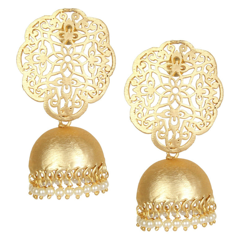 Joban Fashion Women Matte Gold Brass Jhumka