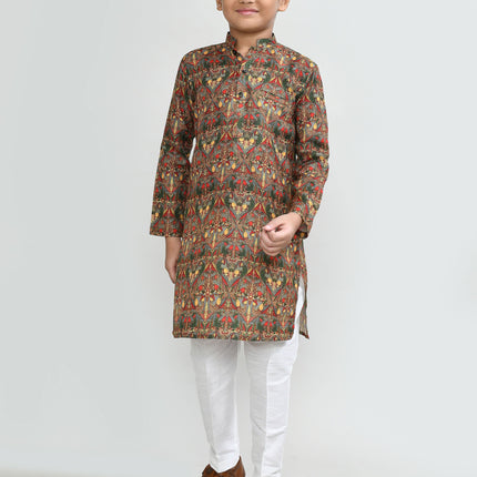 Joban Fashion Cotton Multicolor Kurta With Straight Fit Pant