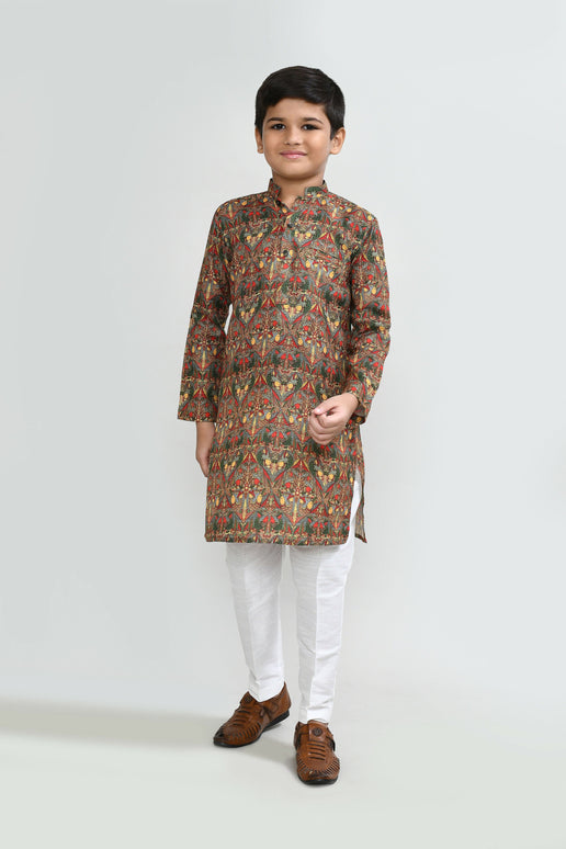 Joban Fashion Cotton Multicolor Kurta With Straight Fit Pant