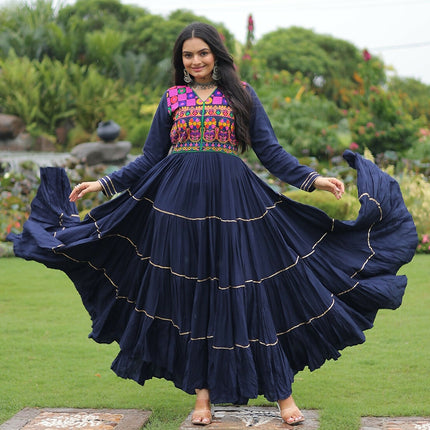 Aastha Fashion Navy Blue Rayon Party Wear Designer Gown Collection