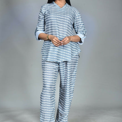 Morchari Digital Print Semi Muslin Co-Ord Set Top & Trouser-Multicolor