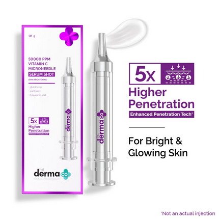 The Derma Co 50000 PPM Vitamin C Microneedle Face Serum Shot for Bright & Glowing Skin