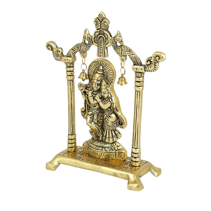Collectible India Metal Gold-Polished Radha Krishna Idol