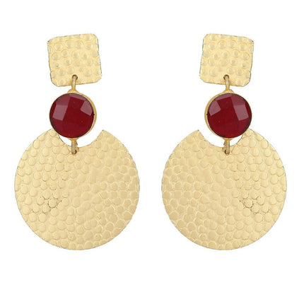 Joban Fashion Women Round Shape Matte Gold Earrings