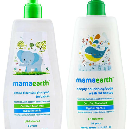 Mamaearth Gentle Cleansing Natural Baby Shampoo & Mamaearth Deeply Nourishing Natural Baby Wash