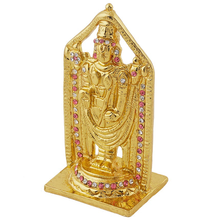 Estele Gold-Polished Lord Tirupati Balaji Idol Showpiece for Pooja Mandir/ Home Decorative