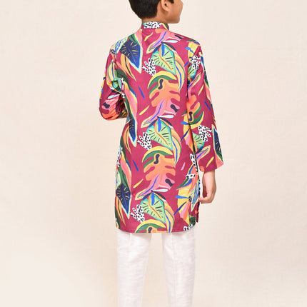 Joban Fashion Cotton Silk Multicolor Kurta With Straight Fit Pant